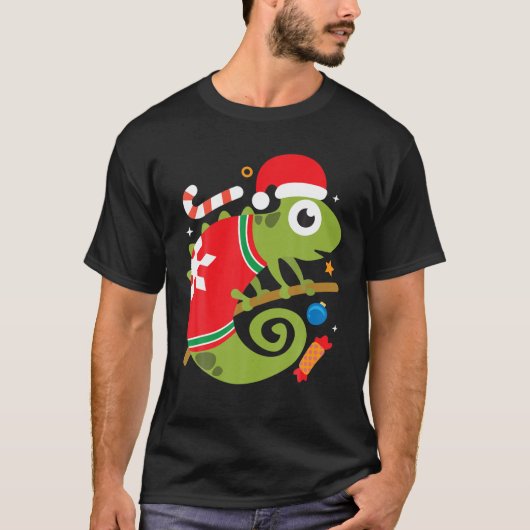 Santa Chameleon Funny Cool Christmas Gift Tシャツ (正面)