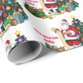 Santa Checking氏のリストをカスタマイズした子どもの名前 ラッピングペーパー (ロールコーナー)