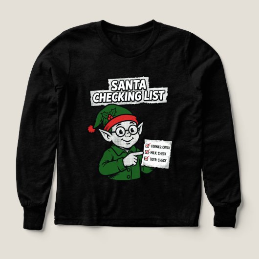 Santa Checking List Funny Comic Tee (デザイン正面)
