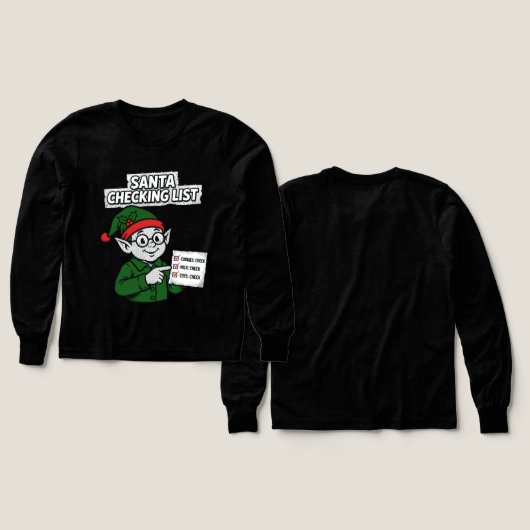 Santa Checking List Funny Comic Tee (デザイン 正面&背面)