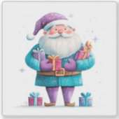 Santa Cheerfully Delivers Christmas Gifts シール (正面)