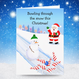 Santa Cheering Snowman Bowling カード