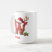 Santa chic Monogram initial W merry Christmas  コーヒーマグカップ (正面左)