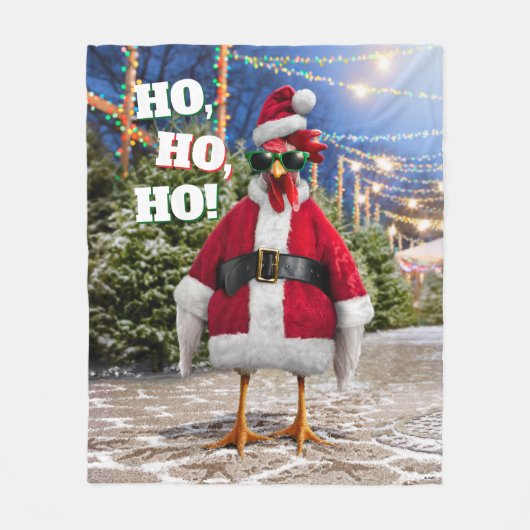 Santa Chicken フリースブランケット (正面)