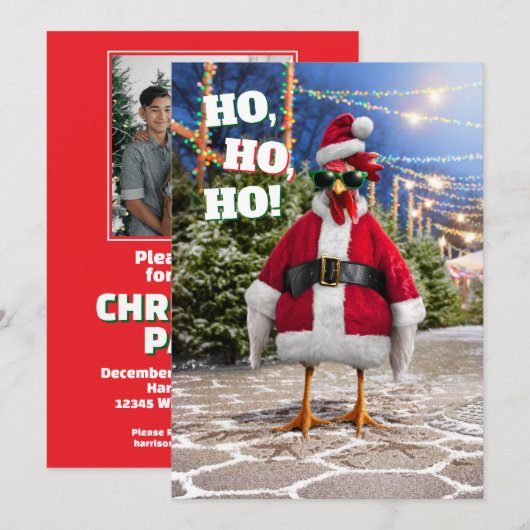 Santa Chicken 招待状 (正面/裏面)