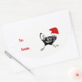 Santa Chicken Christmas Gift Tag Stickers 楕円形シール (封筒)