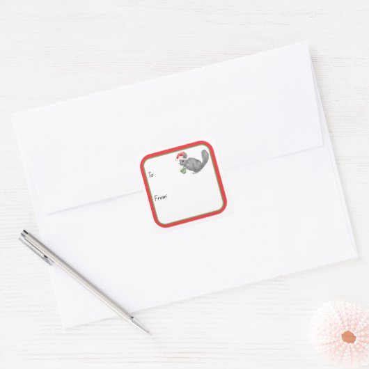 Santa Chinchilla  スクエアシール (封筒)
