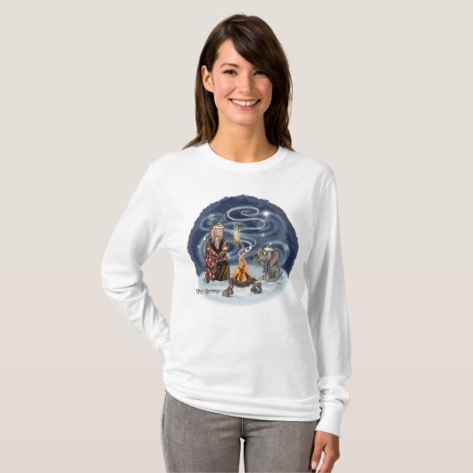 Santa Chris & Wilbur Fireside Friends Women Long Tシャツ (正面フル)