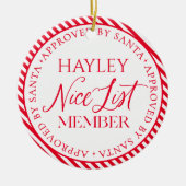 Santa Christmasの承認を受けたニースリスト会員 セラミックオーナメント (正面)