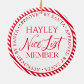 Santa Christmasの承認を受けたニースリスト会員 セラミックオーナメント (裏面)