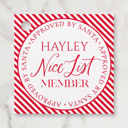 Santa Christmasの承認を受けたニースリスト会員 フェイバータグ (正面)