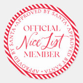 Santa Christmasの承認を受けたニースリスト会員 ラウンドシール (正面)