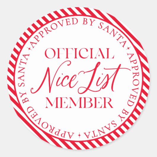 Santa Christmasの承認を受けたニースリスト会員 ラウンドシール (正面)