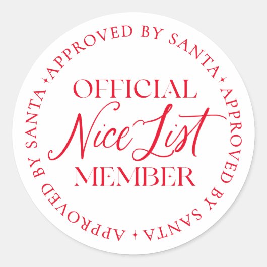 Santa Christmasの承認を受けたニースリスト会員 ラウンドシール (正面)