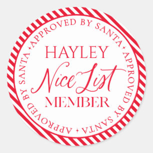 Santa Christmasの承認を受けたニースリスト会員 ラウンドシール