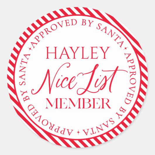 Santa Christmasの承認を受けたニースリスト会員 ラウンドシール (正面)