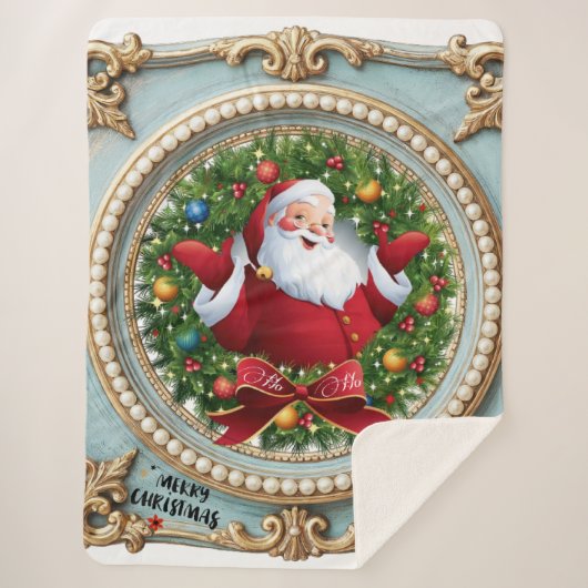 Santa Christmas  シェルパブランケット (正面)