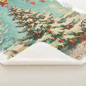 Santa Christmas Airmail Vintage Christmas Tree シェルパブランケット (3/4)