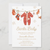 Santa Christmas Baby Shower 招待状 (正面)