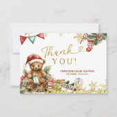 Santa Christmas Bear Baby Shower Thank You Card サンキューカード (正面)
