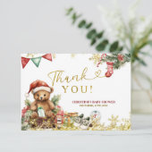 Santa Christmas Bear Baby Shower Thank You Card サンキューカード (スタンド正面)
