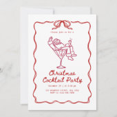 Santa Christmas cocktail party, fun modern 招待状 (正面)