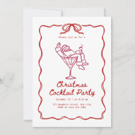 Santa Christmas cocktail party, fun modern 招待状