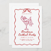 Santa Christmas cocktail party, fun modern 招待状 (正面/裏面)