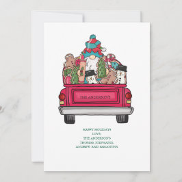 Santa Christmas Cookie Truck Christmasのパーソナライズ シーズンカード