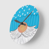 Santa Christmas Gnome Winter Hat Beard Sweater ラウンド壁時計 (傾斜)