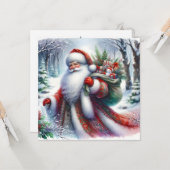 Santa Christmas Greeting Card カード (正面/裏面インサイチュ)