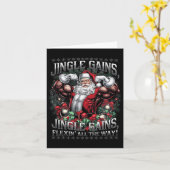Santa Christmas Gym Workout Jingle Gains Flexin Al カード (黄色い花)