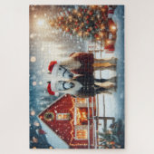 Santa Christmas horses on the farm ジグソーパズル (縦)