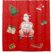 Santa Christmas house シャワーカーテン (正面)