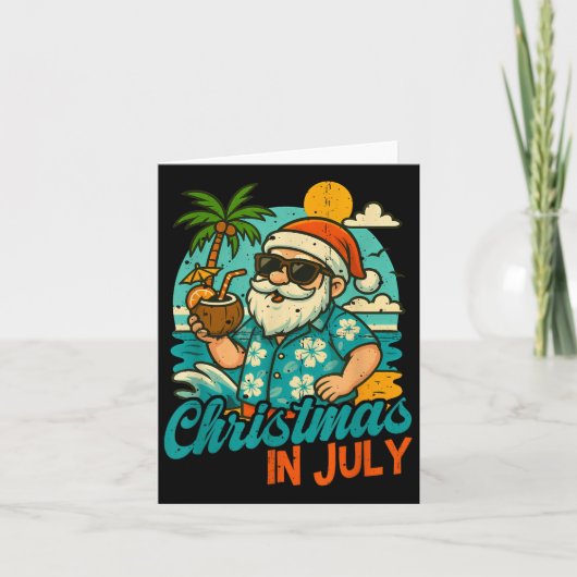Santa Christmas In July Palm Tree Xmas Summer Beac カード (正面)