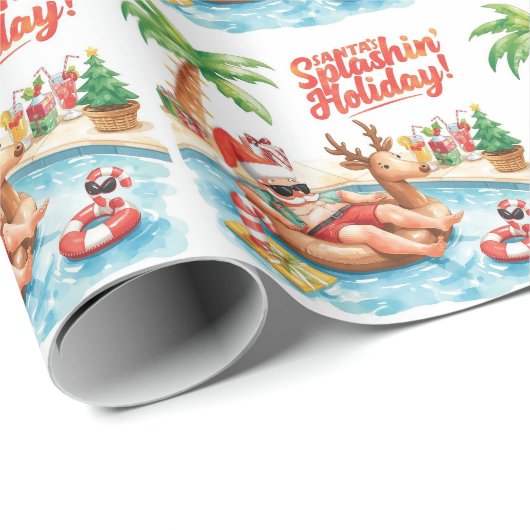 Santa Christmas Party at the pool  ラッピングペーパー (ロールコーナー)