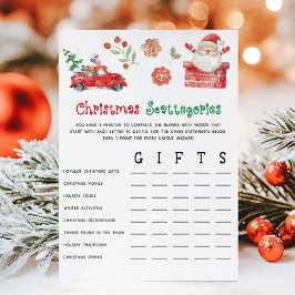Santa Christmas Scattegories Game シーズンカード