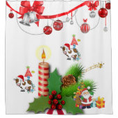 Santa Christmas Shower Curtain Cow Country  シャワーカーテン (正面)