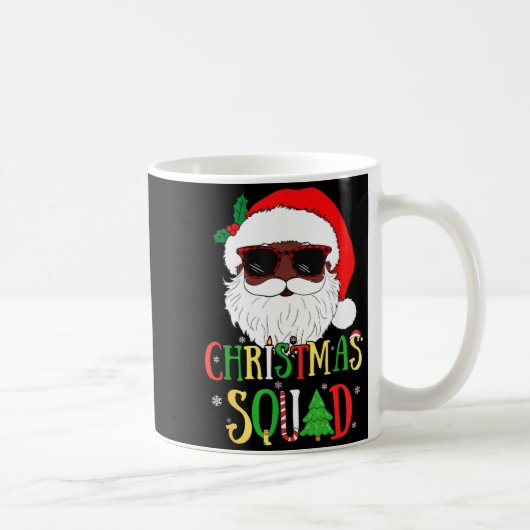 Santa Christmas Squad Black Men African American P コーヒーマグカップ (右)