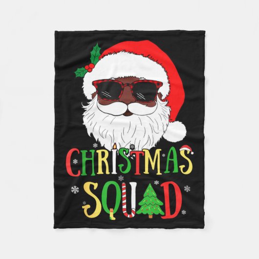 Santa Christmas Squad Black Men African American P フリースブランケット (正面)