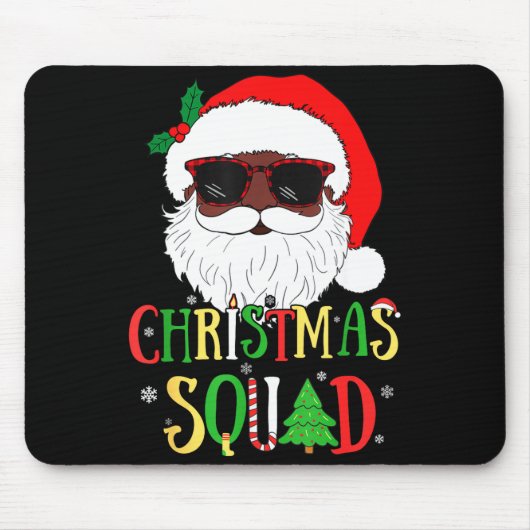 Santa Christmas Squad Black Men African American P マウスパッド (正面)