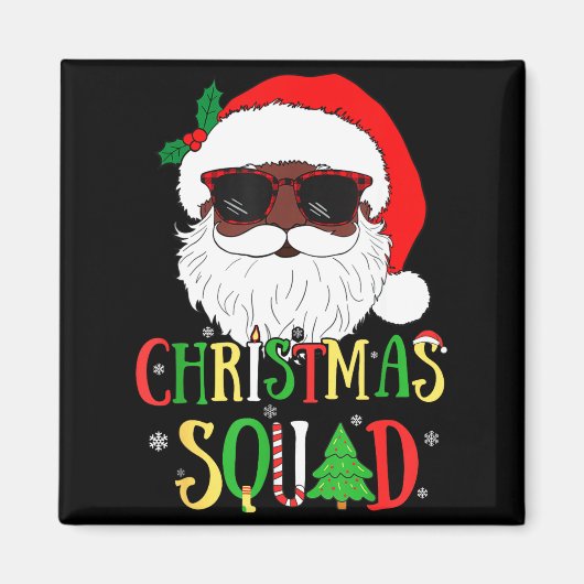 Santa Christmas Squad Black Men African American P マグネット (正面)