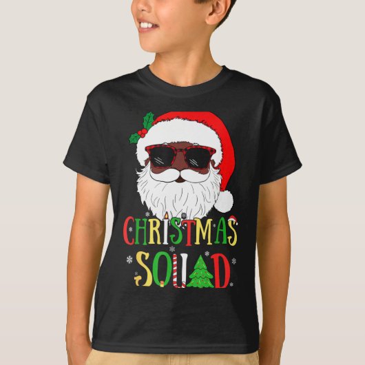Santa Christmas Squad Black Men African American P Tシャツ (正面)