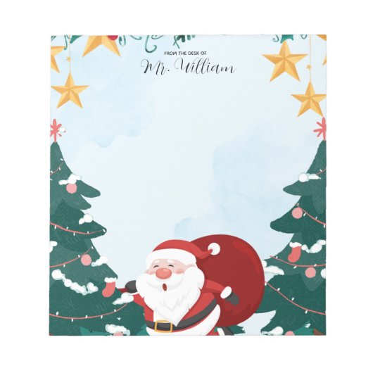 Santa Christmas Teacher Notepad ノートパッド (正面)