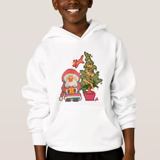 Santa, Christmas tree, cat Pixelart, Pixel Art  (正面)