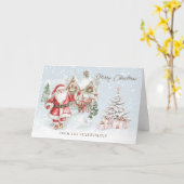 Santa Christmas Tree Greeting Card カード (黄色い花)