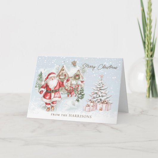 Santa Christmas Tree Greeting Card カード (正面)
