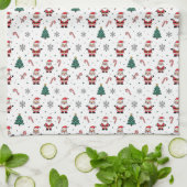 Santa Christmas Tree Pattern キッチンタオル (折り畳み)