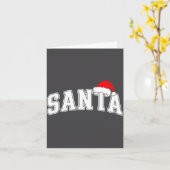 Santa Christmas Varsity Text With Hat Family Xmas  カード (黄色い花)