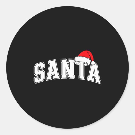 Santa Christmas Varsity Text With Hat Family Xmas  ラウンドシール (正面)
